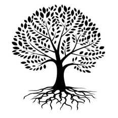 Tree with root showing.